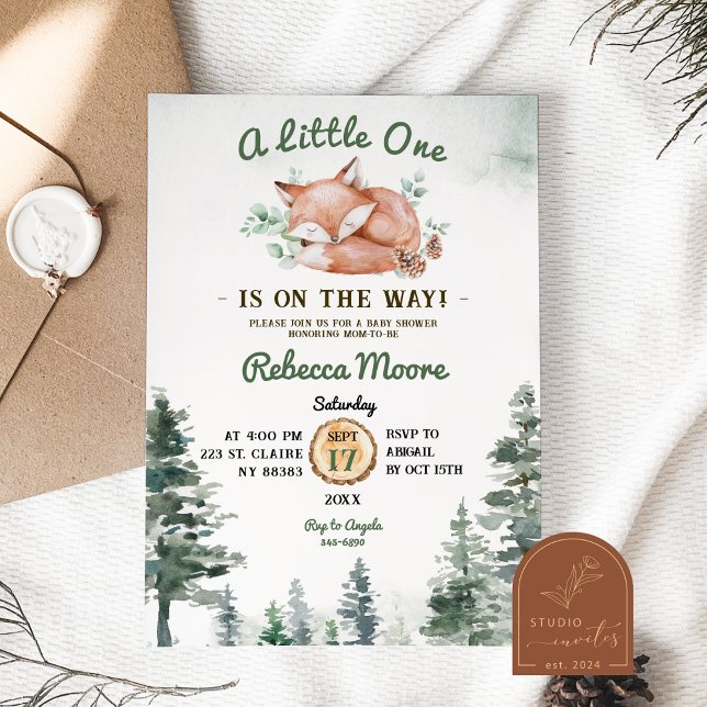 Invitación Little Fox Floral Chica Baby Shower (Subido por el creador)