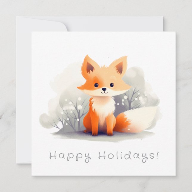 Invitación Little fox in winter (Anverso)