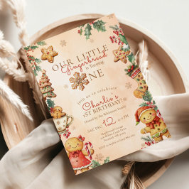 Invitación Little Gingerbread 1st Birthday Christmas