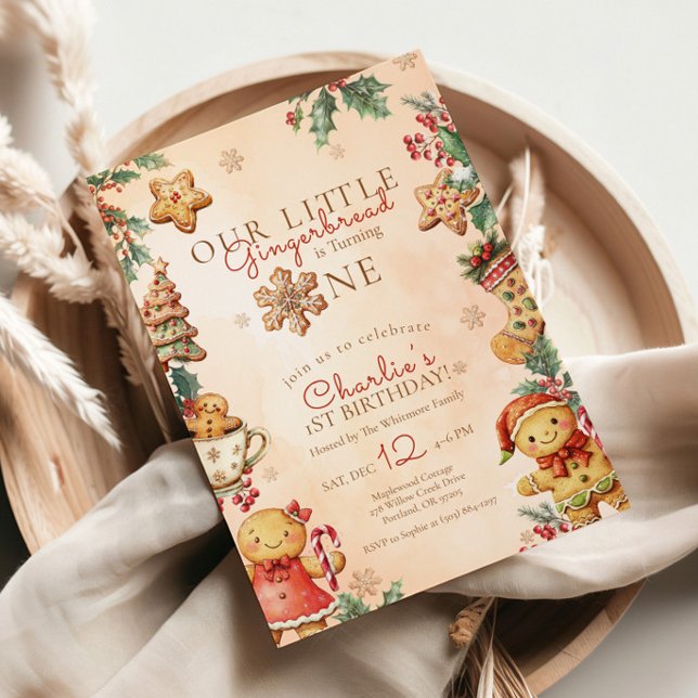 Invitación Little Gingerbread 1st Birthday Christmas (Subido por el creador)