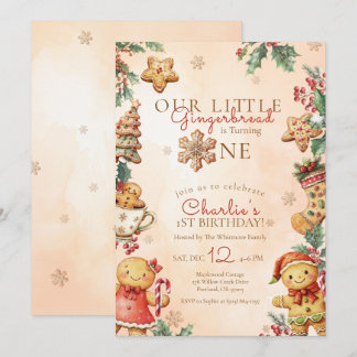 Invitación Little Gingerbread 1st Birthday Christmas