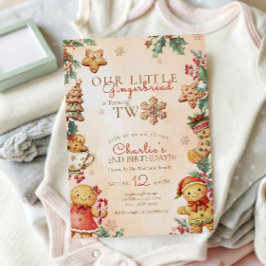 Invitación Little Gingerbread 2nd Birthday Christmas