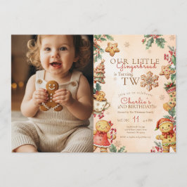 Invitación Little Gingerbread 2nd Birthday Christmas Photo 