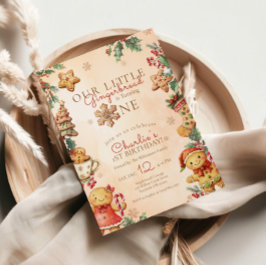 Invitación Little Gingerbread Christmas 1st Birthday