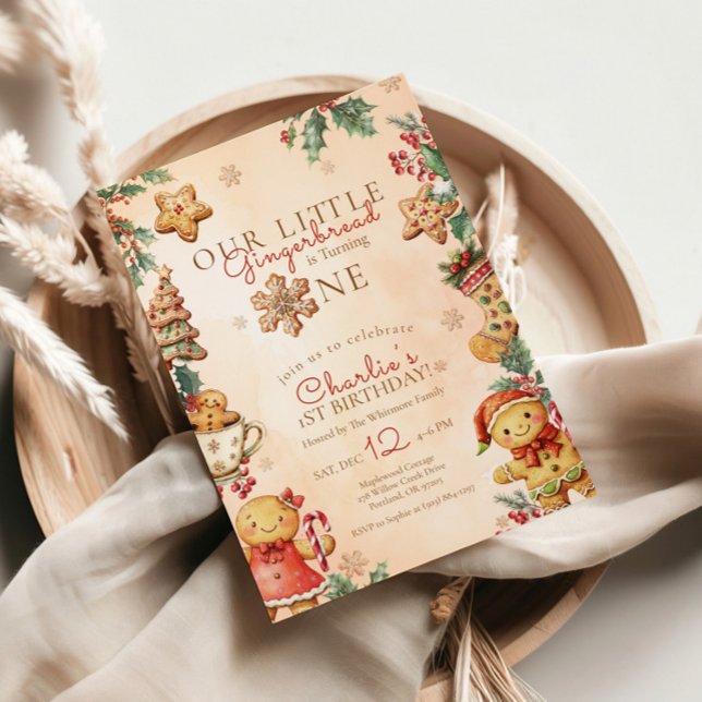 Invitación Little Gingerbread Christmas 1st Birthday (Subido por el creador)