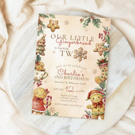 Invitación Little Gingerbread Christmas 2nd Birthday