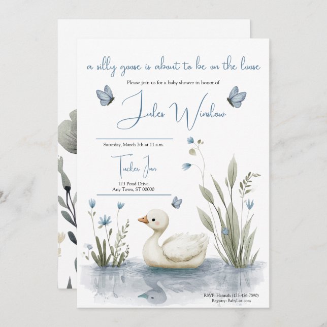 Invitación Little Goose Baby Shower Invitation (Anverso / Reverso)