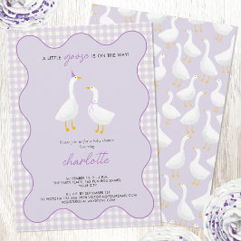 Invitación Little Goose Gingham Lilac Baby Shower