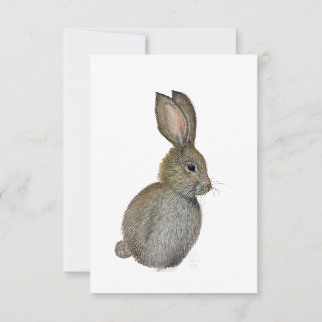 Invitación Little Grey Bunny Notecard - Original Artwork (Anverso)