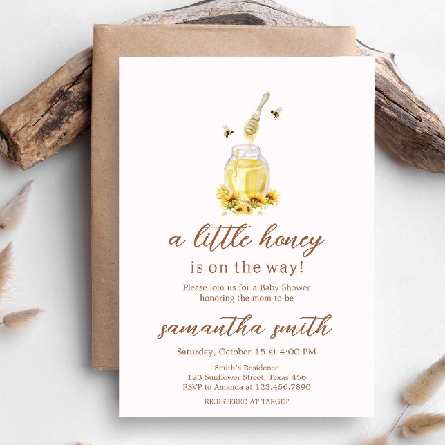 Invitación Little Honey Baby Shower (A Little Honey is on the way Baby Shower Invitation)