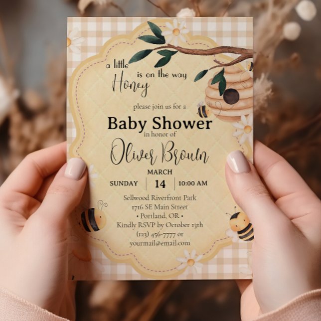 Invitación Little Honey Bee Baby Shower Watercolor (Subido por el creador)
