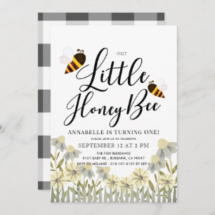 Invitación Little Honey Bee Daisy 1er cumpleaños