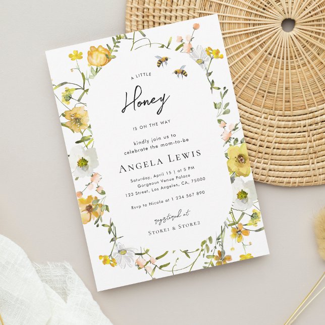 Invitación Little Honey Bee Yellow Floral Baby Shower (Subido por el creador)