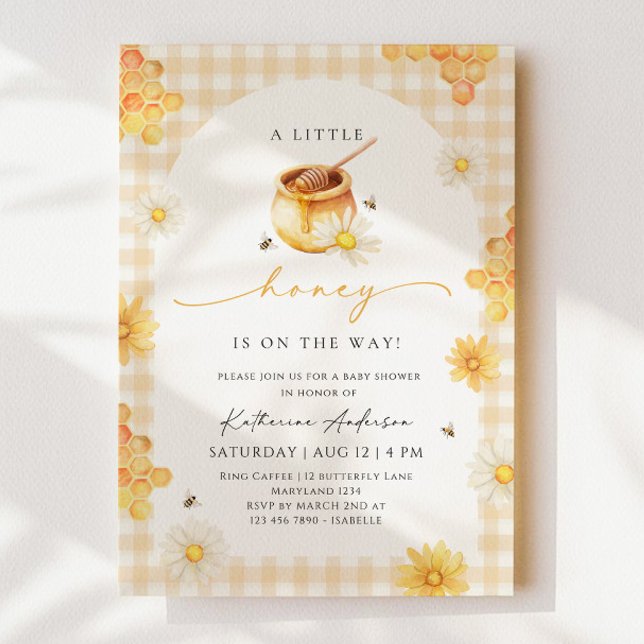 Invitación Little Honey Gingham Baby Shower (Subido por el creador)