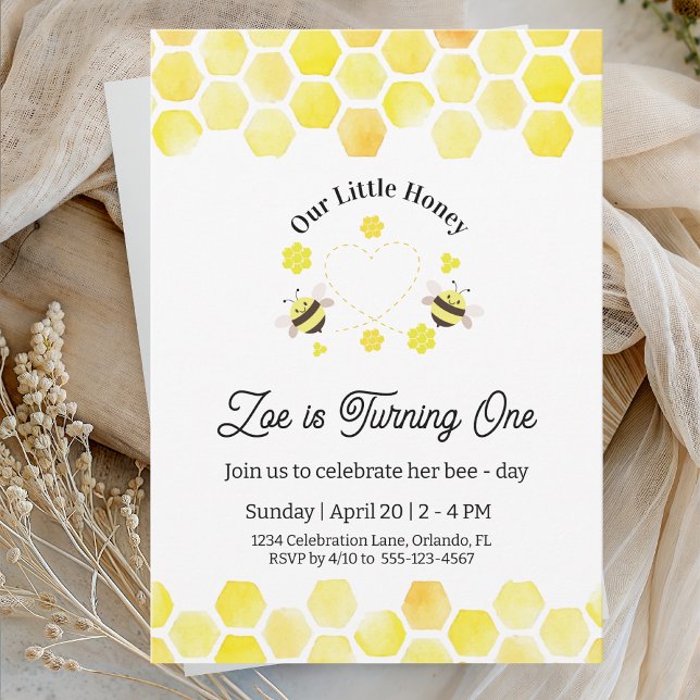 Invitación Little Honey Invitation Kids 1st Birthday Card (Subido por el creador)