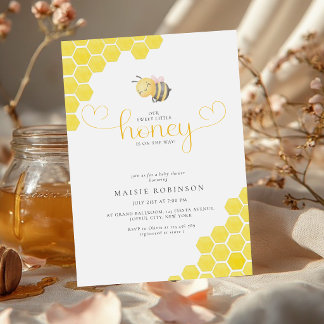 Invitación Little Honey Is on the Way Honeycomb Baby Shower