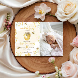 Invitación Little Honey Photo 1st Birthday Invite