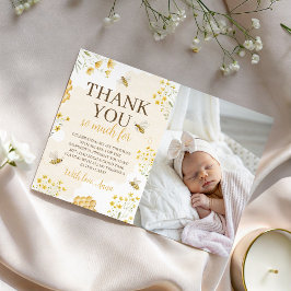 Invitación Little Honey Photo Birthday Thank You Card