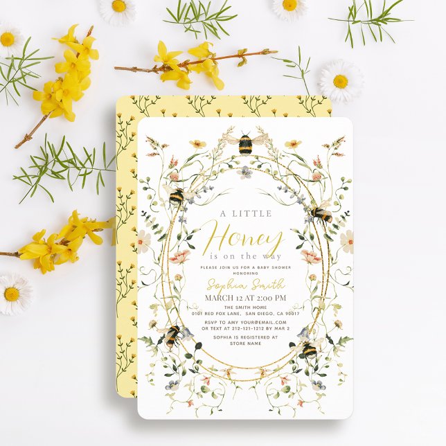 Invitación Little Honey Wildflower Bee Baby Shower (Subido por el creador)