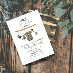 Invitación Little Hunter Duck Camo Rustic Baby Shower