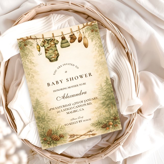 Invitación Little Hunter Woodland Baby Shower (Subido por el creador)