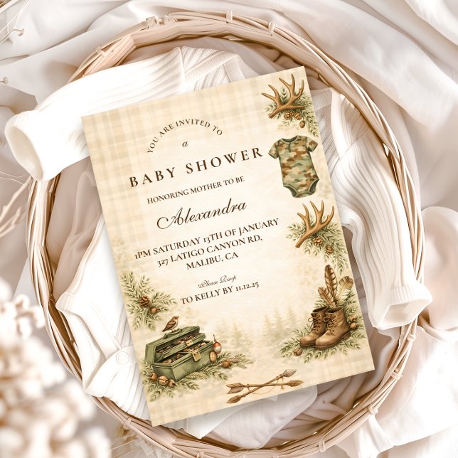 Invitación Little Hunter Woodland Keepsake Baby Shower (Subido por el creador)