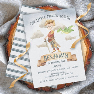 Invitación Little Knight Dragon Slayer Fairytale Birday
