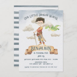 Invitación Little Knight Dragon Slayer Fairytale Birday Inv