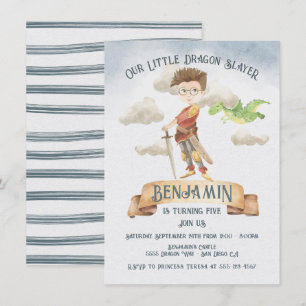 Invitación Little Knight Dragon Slayer Fairytale Birday Inv