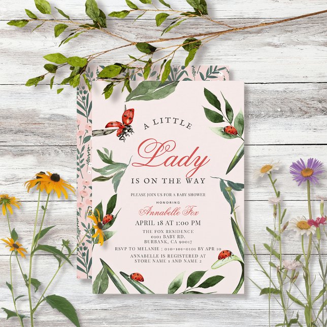 Invitación Little Lady Ladybug y deja Baby Shower Chica (Subido por el creador)