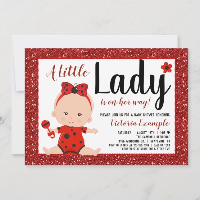 Invitación Little Ladybug Baby Girl Baby Shower (Anverso)