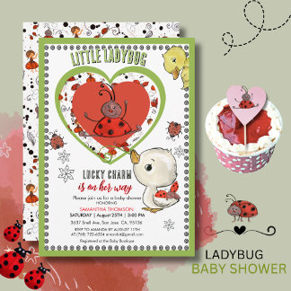 Invitación Little Ladybug Ducklin's Lucky Charm is on Her Way