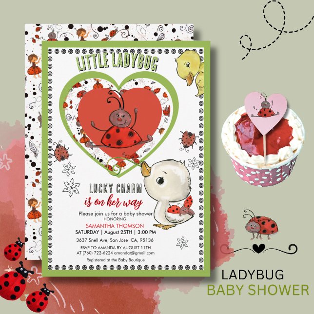 Invitación Little Ladybug Ducklin's Lucky Charm is on Her Way (Little Ladybug Ducklin's Lucky Charm is on Her Way Invitation)