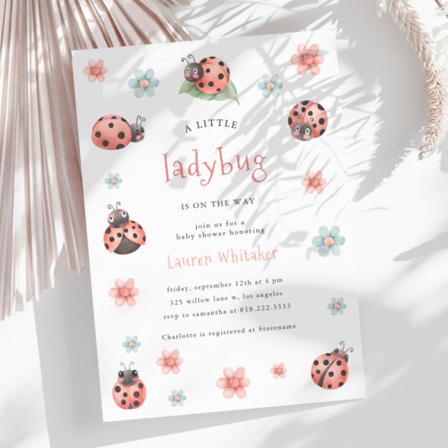 Invitación Little Ladybug está en camino Chica Baby Shower (Subido por el creador)