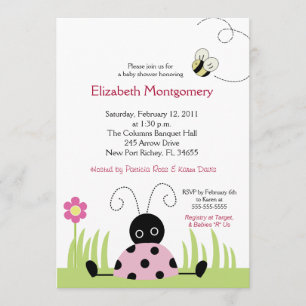 Invitación Little Ladybug (Pink) Baby Shower 5x7