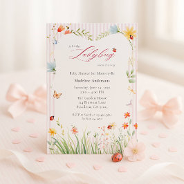 Invitación Little Ladybug Wildflower Baby Shower