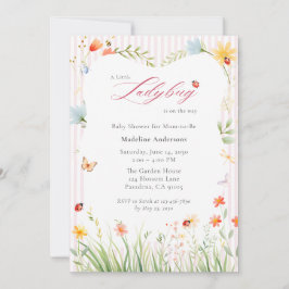 Invitación Little Ladybug Wildflower Baby Shower