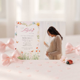 Invitación Little Ladybug Wildflower Baby Shower Photo