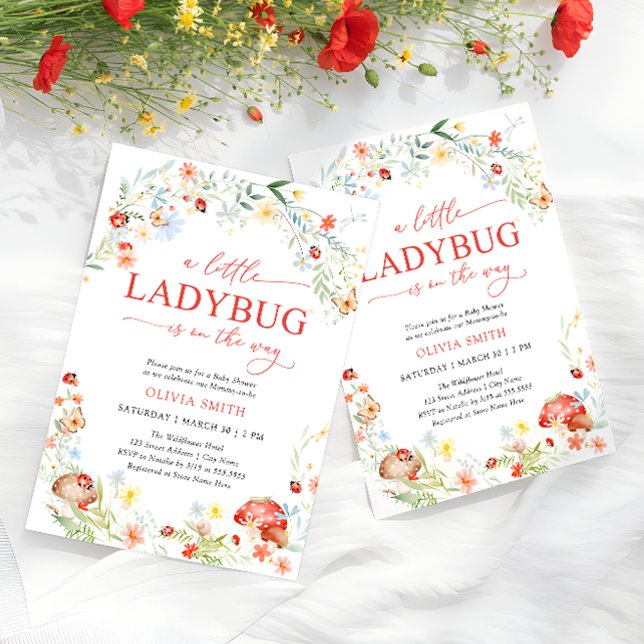 Invitación Little Ladybug Wildflower Girl Baby Shower (Subido por el creador)