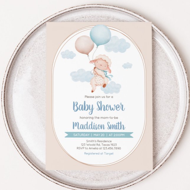 Invitación Little Lamb Baby Shower (Lamb Baby Shower Invitation)