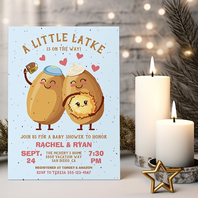 Invitación Little Latke Hanukkah Baby Shower (Subido por el creador)