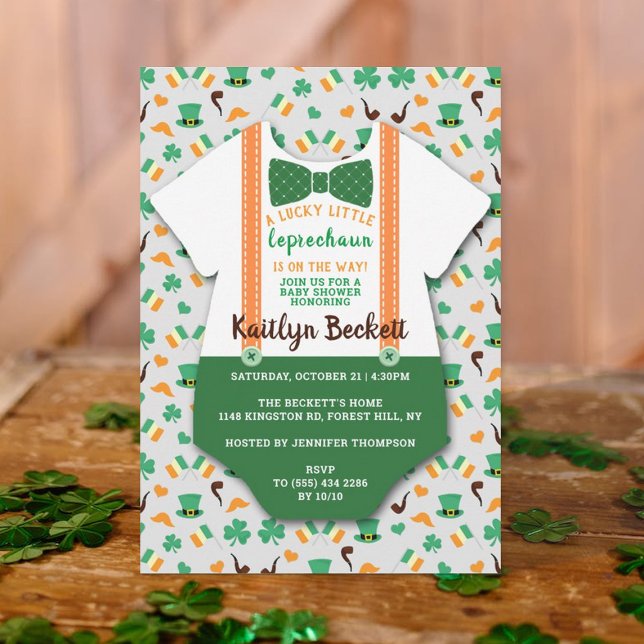 Invitación "Little Leprechaun" Moderno Boys Baby Shower (Subido por el creador)