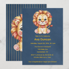 Invitación Little Lion Boy Baby Shower