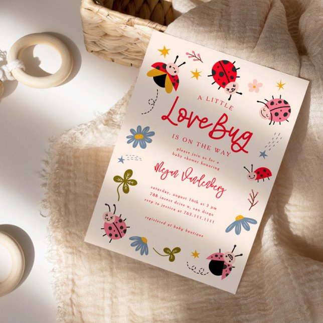 Invitación Little Love Bug Chica Baby Shower (Subido por el creador)