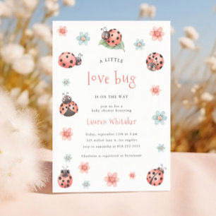 Invitación Little Love Bug está en camino Chica Baby Shower