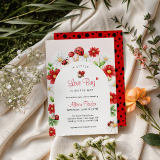 Invitación Little Love Bug Ladybug Baby Shower Arch Floral