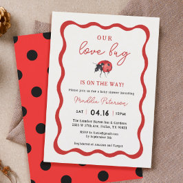 Invitación Little Love Bug Ladybug Chica Baby Shower