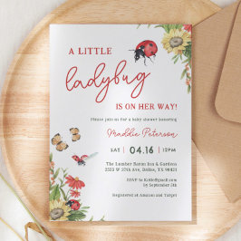 Invitación Little Love Bug Ladybug Chica Baby Shower