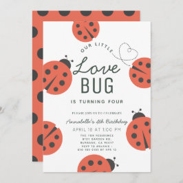 Invitación Little Love Bug Ladybug Chica Cumpleaños