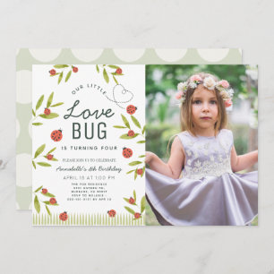 Invitación Little Love Bug Ladybug Chica Foto Cumpleaños
